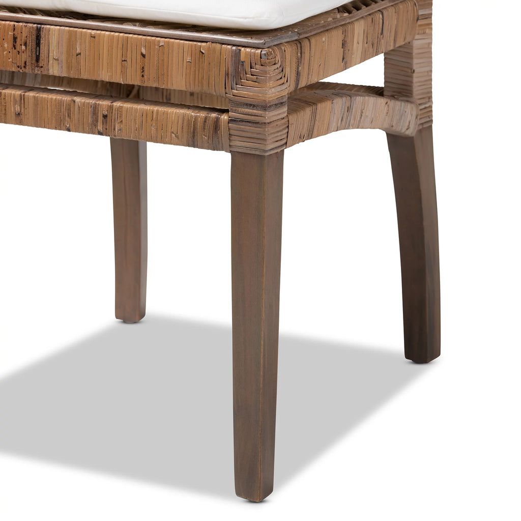 Greywashed Natural Rattan and Mahogany Dining Chair with Cushion W187