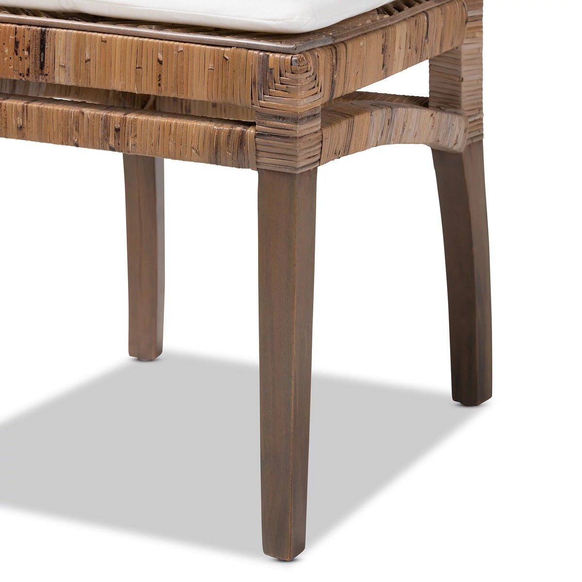 Greywashed Natural Rattan and Mahogany Dining Chair with Cushion W187