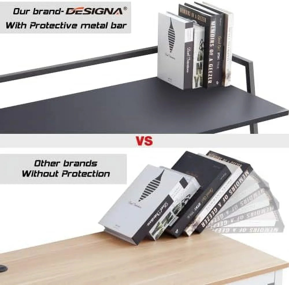 Small Folding Computer Desk 41 inch with Protective Railing I1503