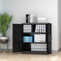 Black Metal Storage Cabinet with Shelves Doors R128