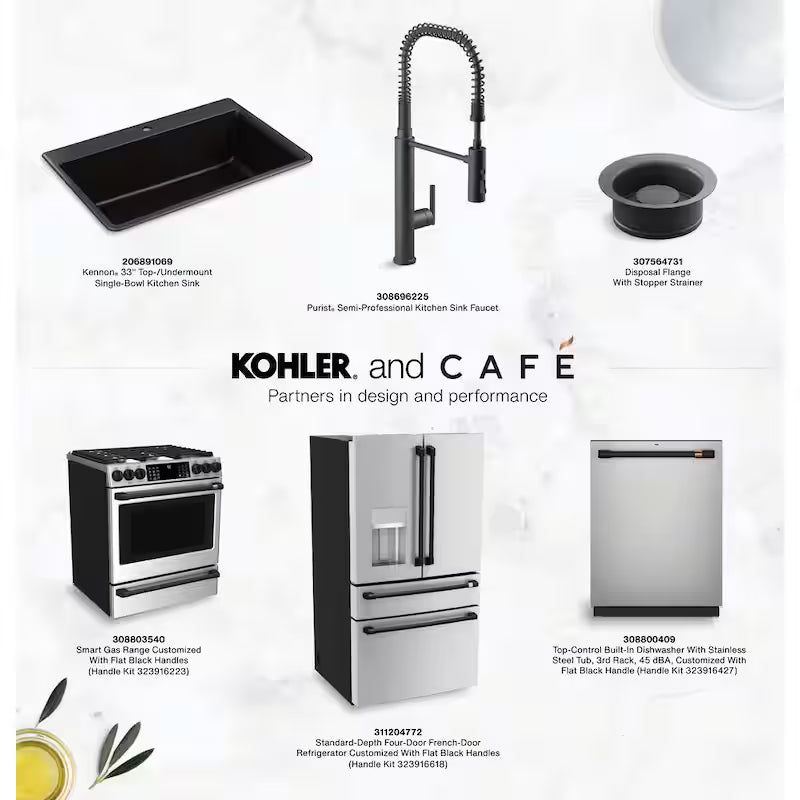 Flat Black Refrigerator Handle Kit B163088