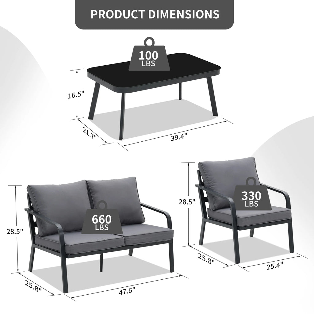 Grey Aluminum Outdoor Sectional Sofa Set A6115
