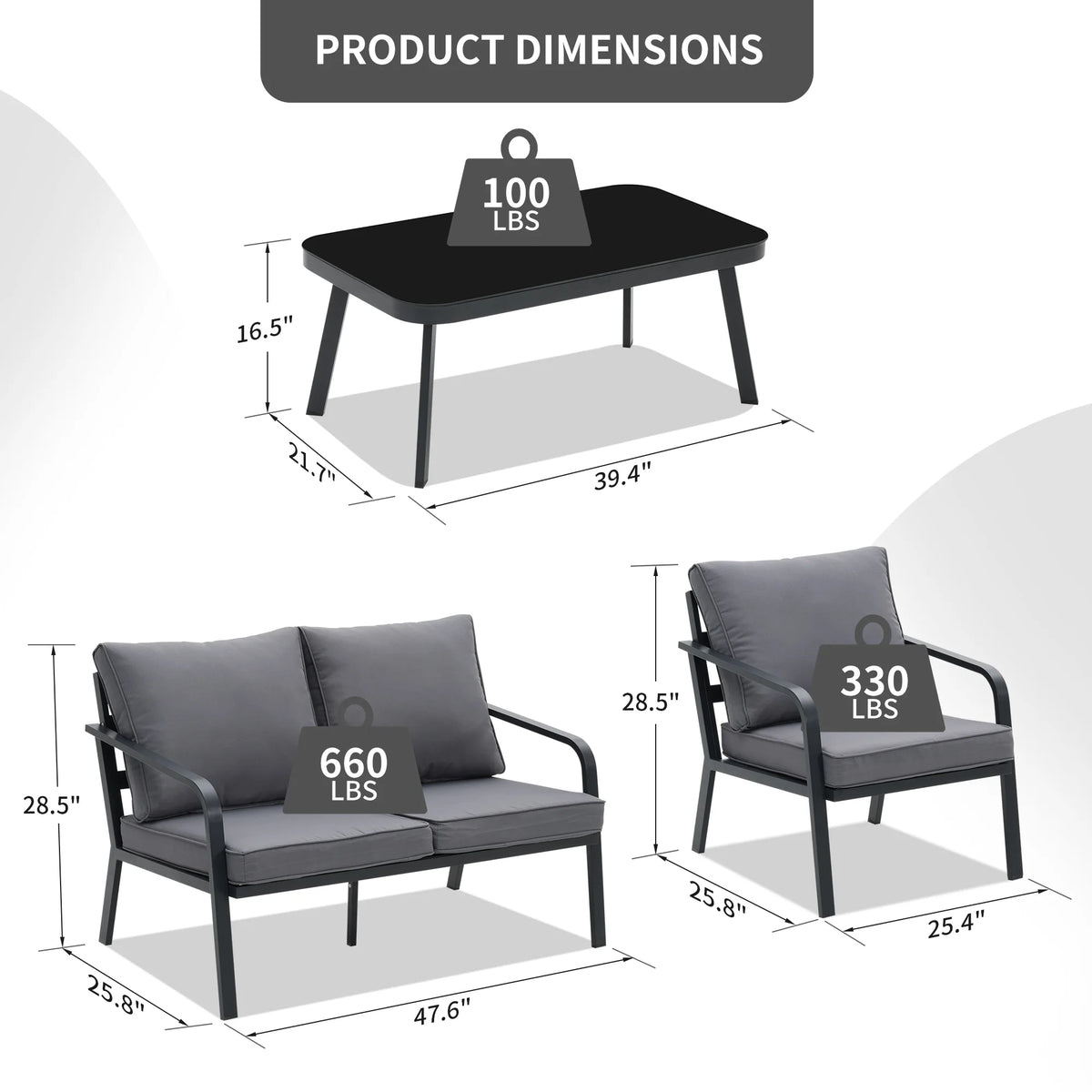 Grey Aluminum Outdoor Sectional Sofa Set A6115