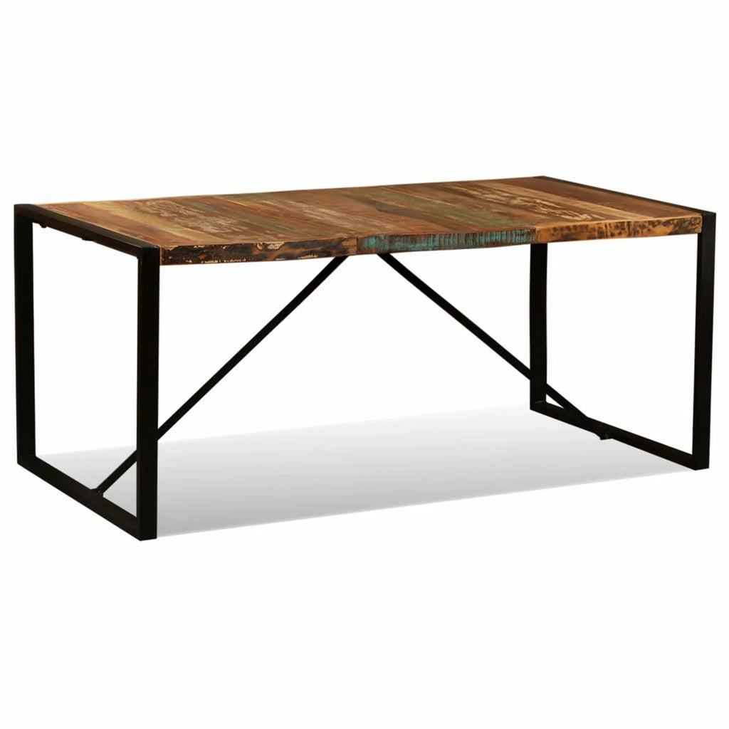 Reclaimed Wood Top Powder-Coated Steel Frame Dining Table P506