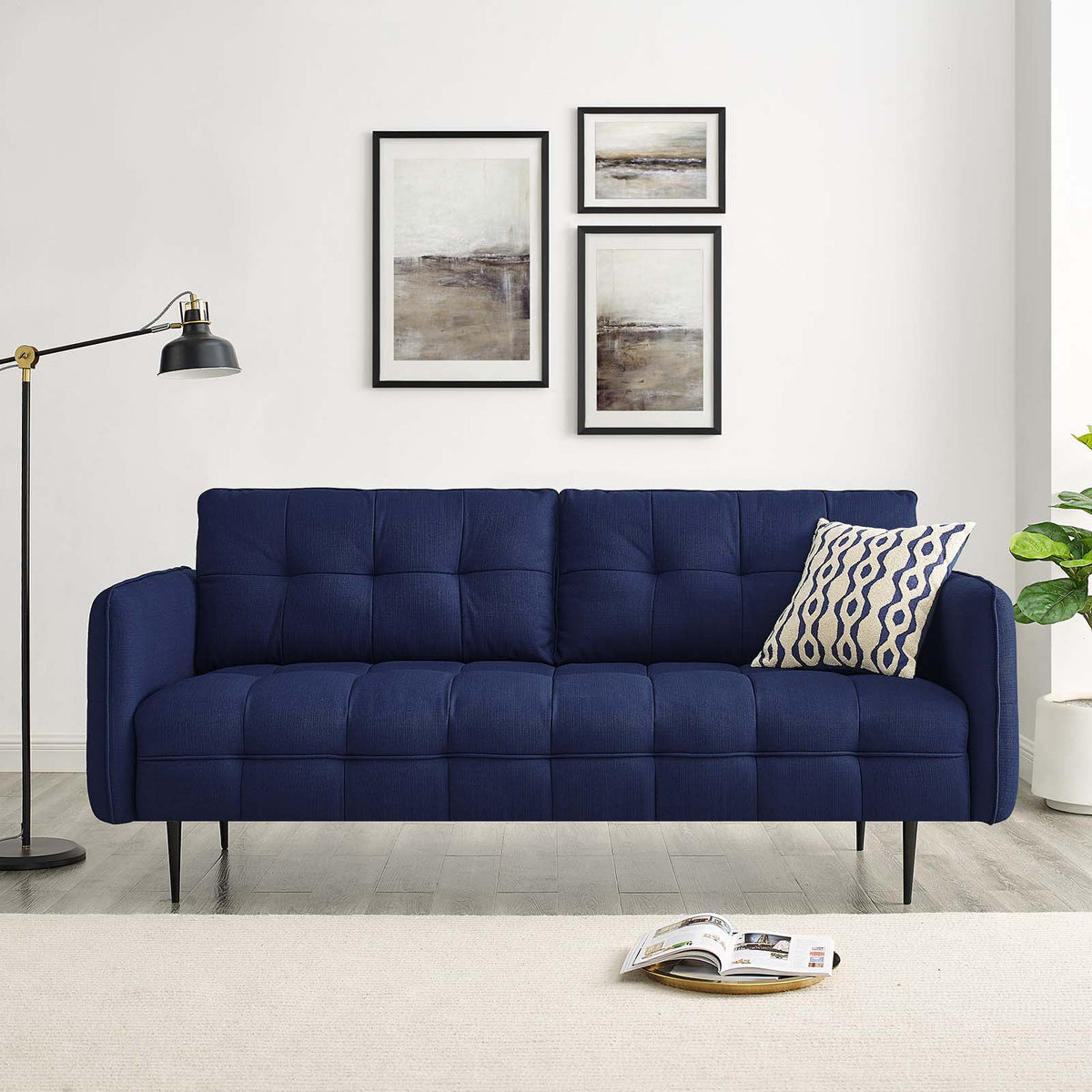 Royal Blue Tufted Fabric Sofa J907909