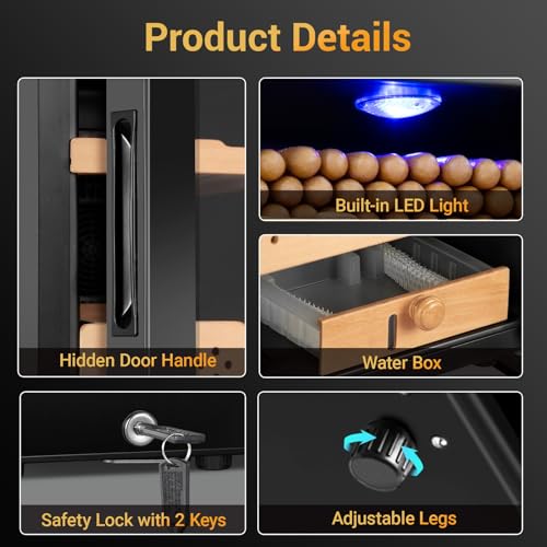 Electric Cigar Humidor 25L 200 Counts Thermostatic Cooler Cabinet F315757