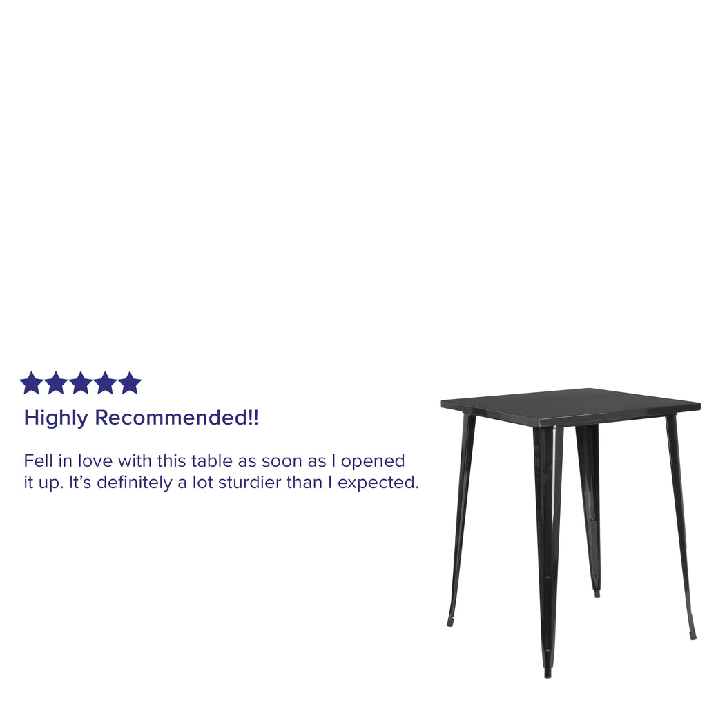 Black Metal Indoor-Outdoor Bar Height Table O6960