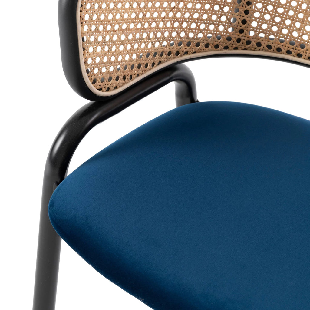 Navy Blue Velvet Wicker Dining Chair Set of 2 W44423
