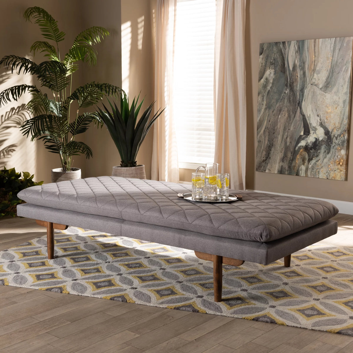 Gray Fabric Upholstered Wood Daybed R85761