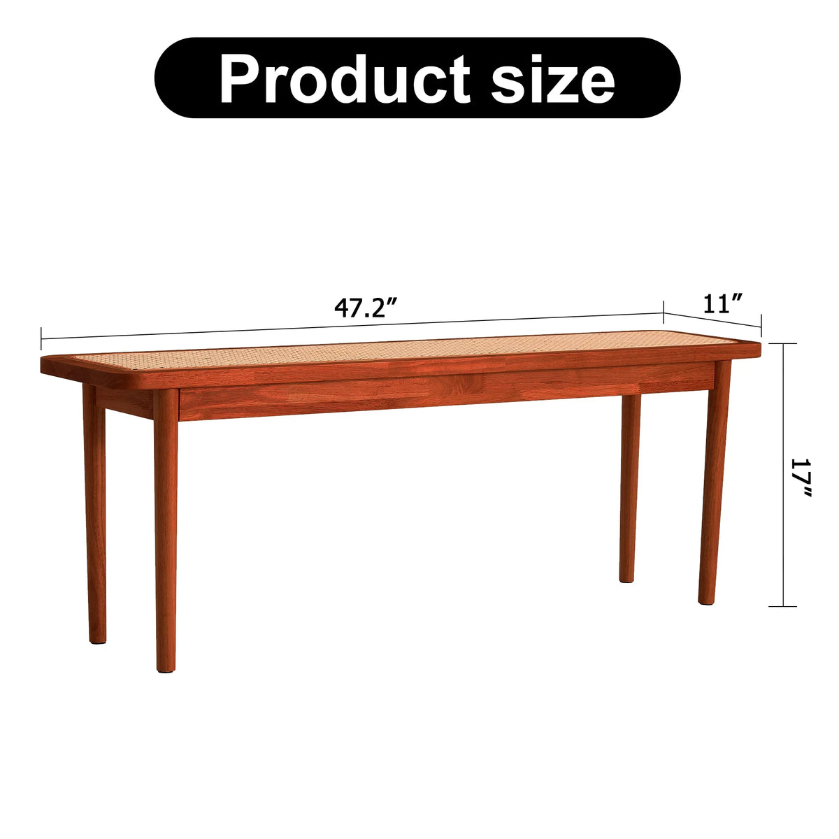 Solid Wood Rattan Woven Bench P6996