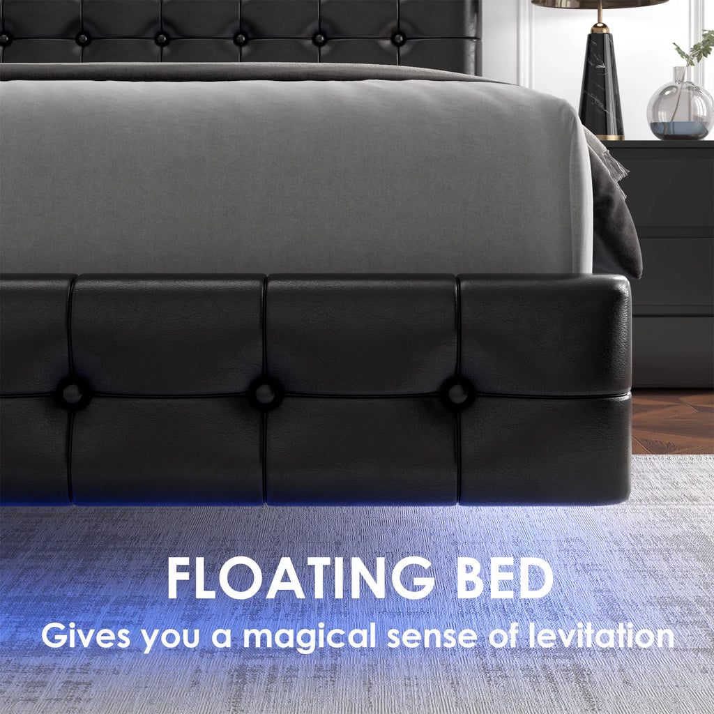 King LED Platform Bed with Under Bed Storage S7761