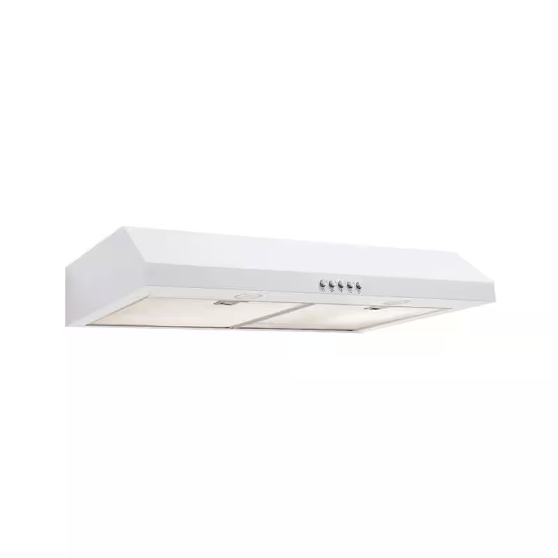 30 in. 320 CFM Convertible Under Cabinet Range Hood in White with LED Lighting and Charcoal Filter L6431