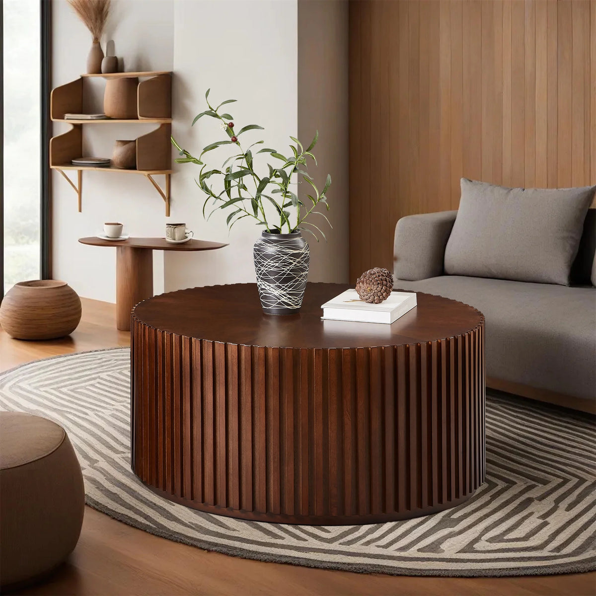 Round Solid Wood Coffee Table V1480
