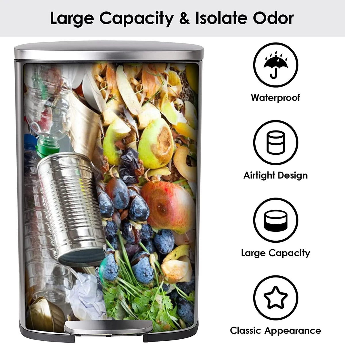 50L Stainless Steel Garbage Can A1556