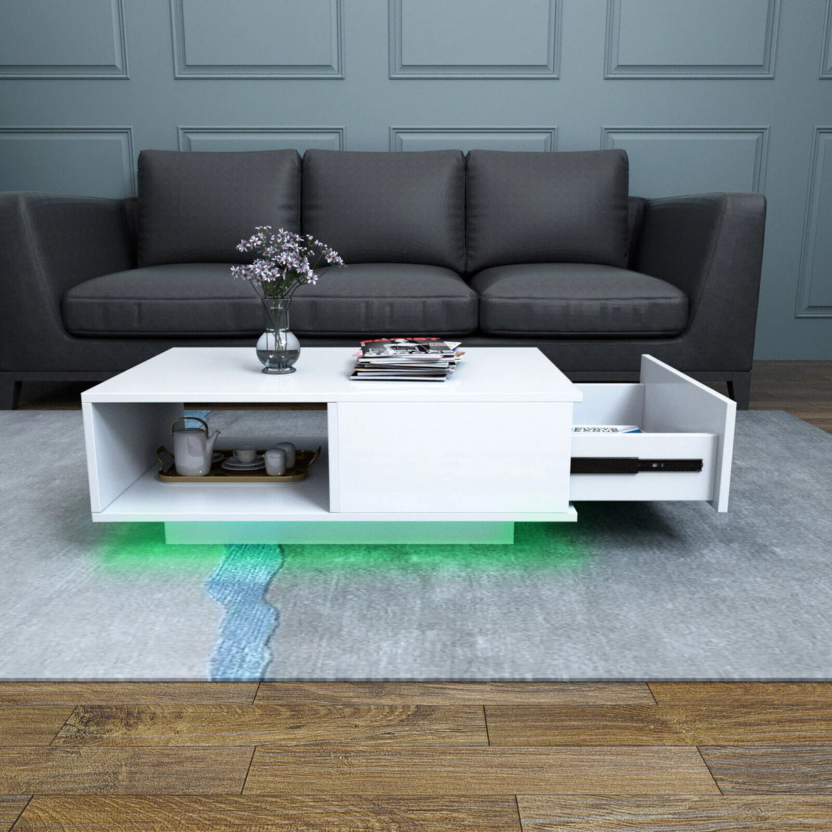 Oversized High Gloss Coffee Table with Drawer Z67442