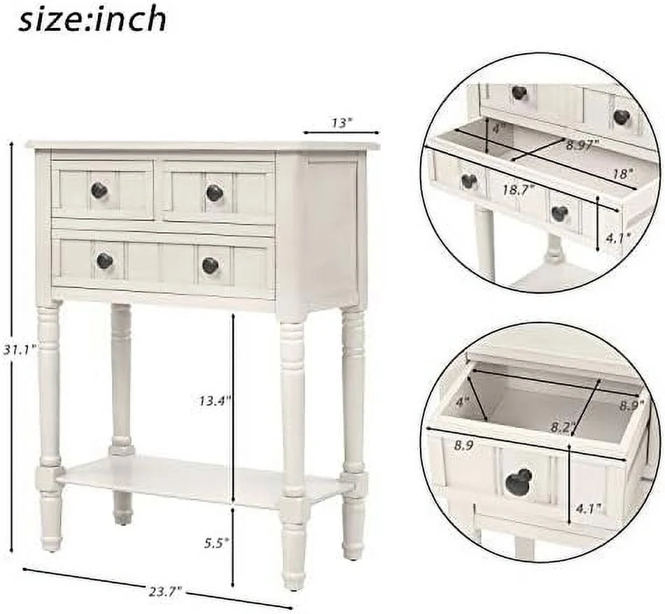 Narrow Console Table with Three Drawers W49163