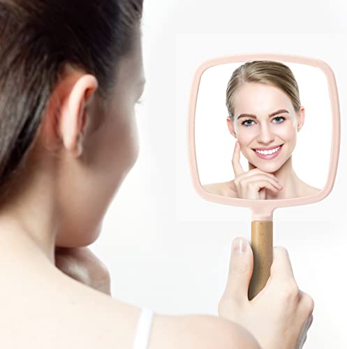 Hand Held Wood Mirror with Handle Y234138