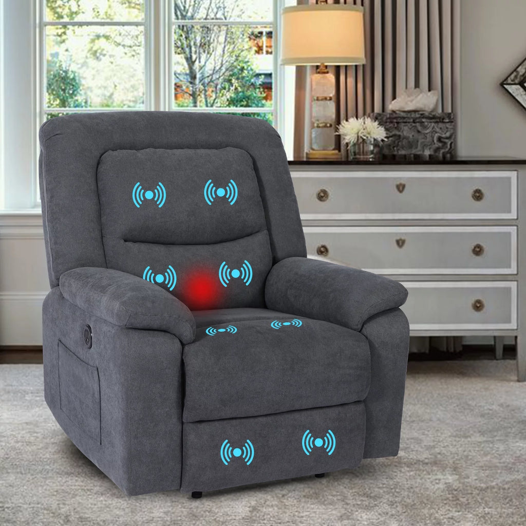 Fabric Electric Recliner Chair with Heated and Remote Control W695