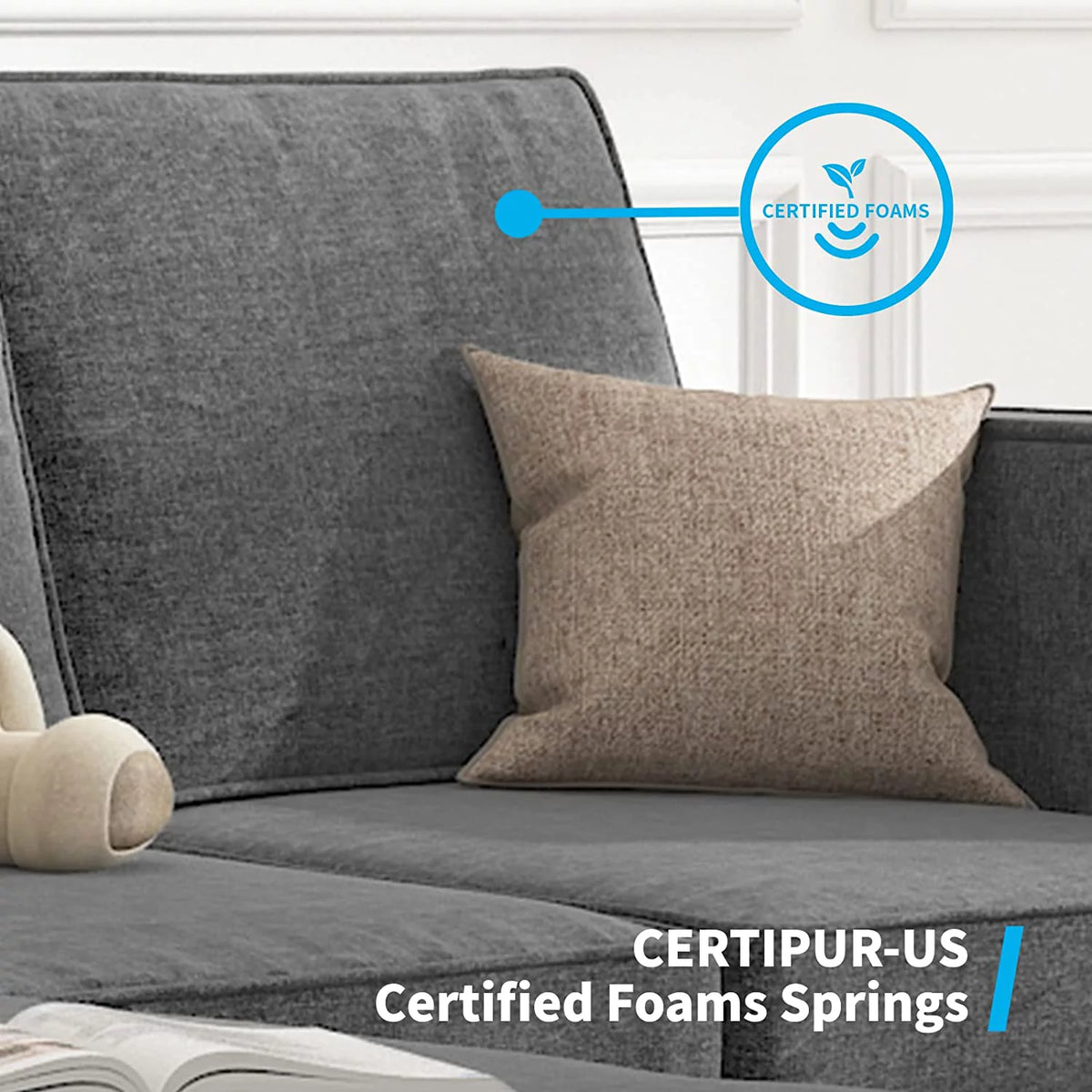Beige 3 Pcs Convertible Sectional Sofa with Storage Ottoman W775538