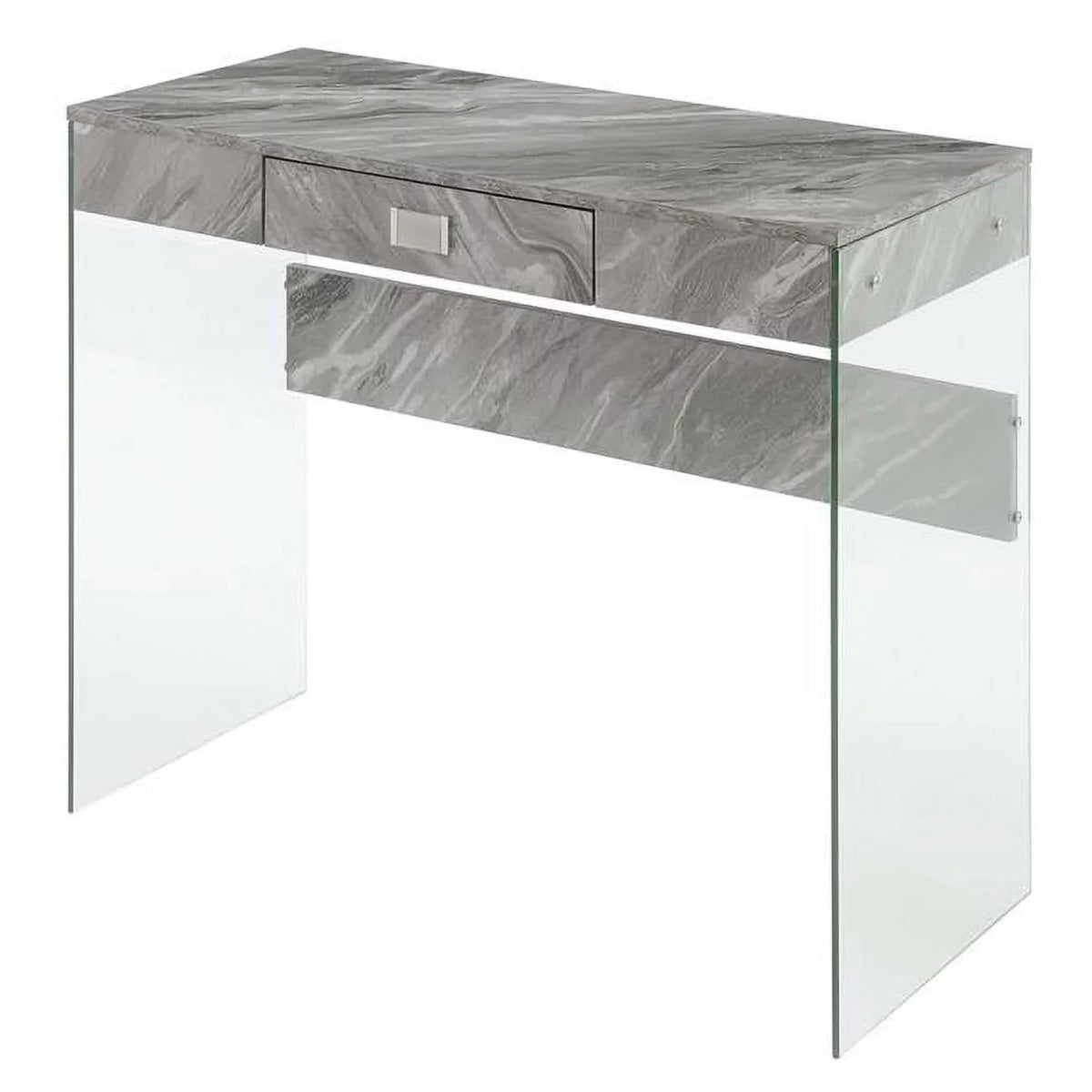 36 in. Gray Marble Glass Desk L8664
