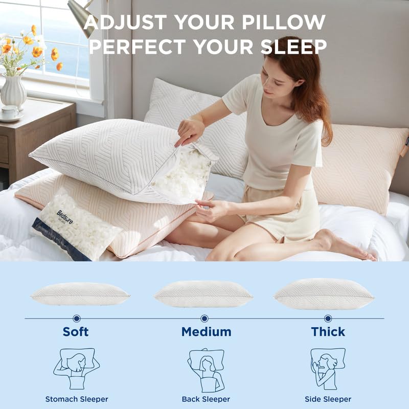Memory Foam King Size Set of 2 Adjustable Cooling Pillows N807030