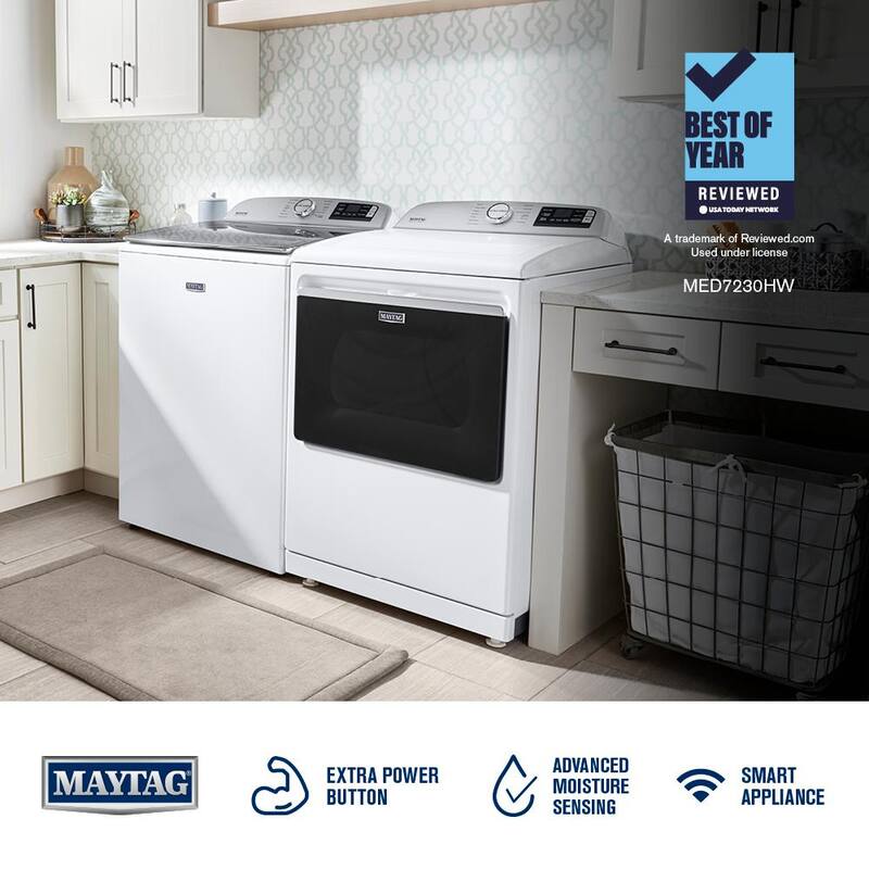 White Gas Vented Dryer with Steam J16687