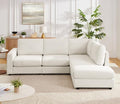 Cream L Shaped Sectional Sofa with Reversible Chaise B136