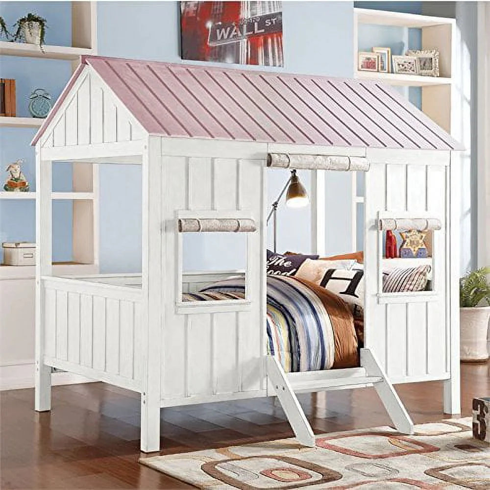 Full Bed in White and Pink J7057
