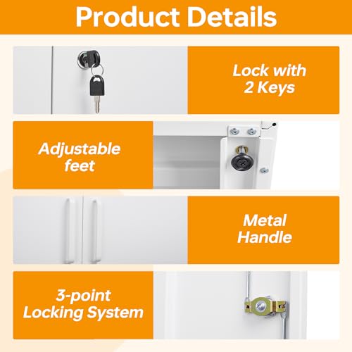 Locking Metal Storage Cabinet with 5 Adjustable Shelves G3607