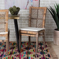 Greywashed Natural Rattan and Mahogany Dining Chair with Cushion W187