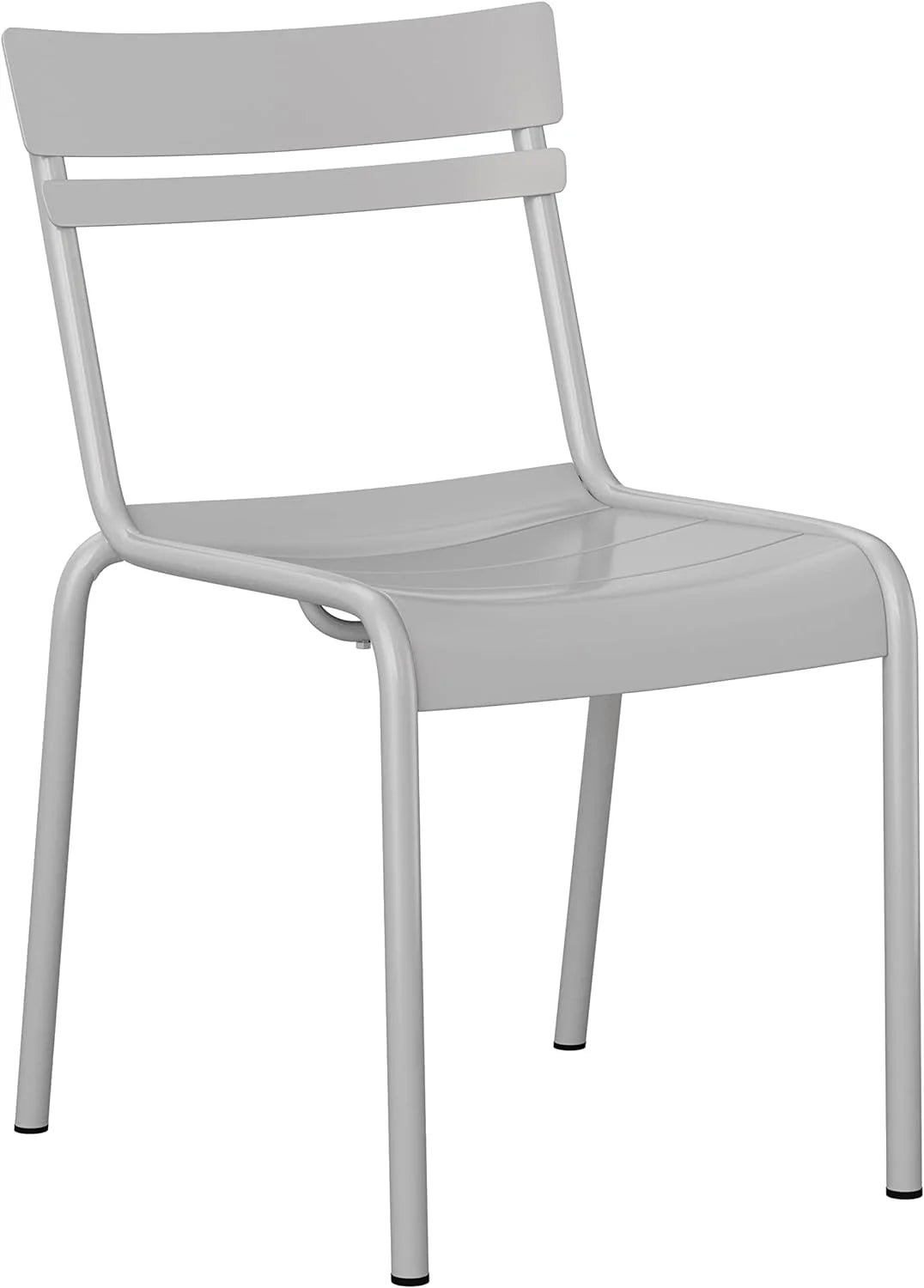 Steel Stack Chair, Indoor-Outdoor Armless Chair With 2 Slat Back In Silver, Set Of 2 G91418