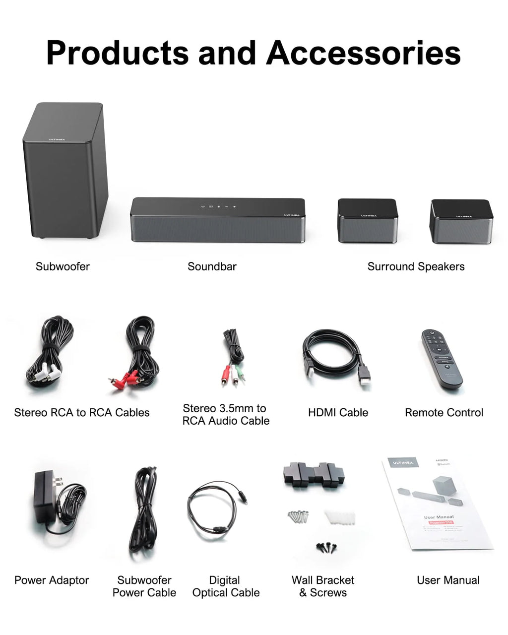 5.1 Surround Sound Bar with Wireless Subwoofer and Rear Speakers X276