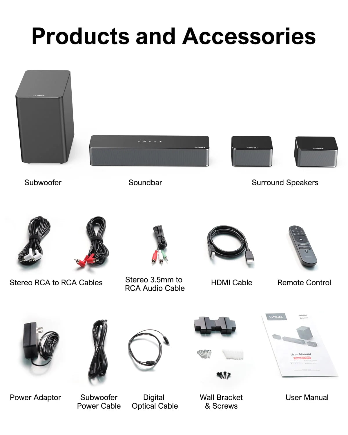 5.1 Surround Sound Bar with Wireless Subwoofer and Rear Speakers X276