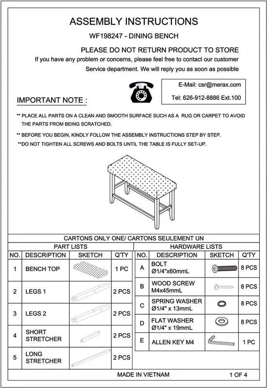 Rustic Wooden Upholstered Dining Bench S67788