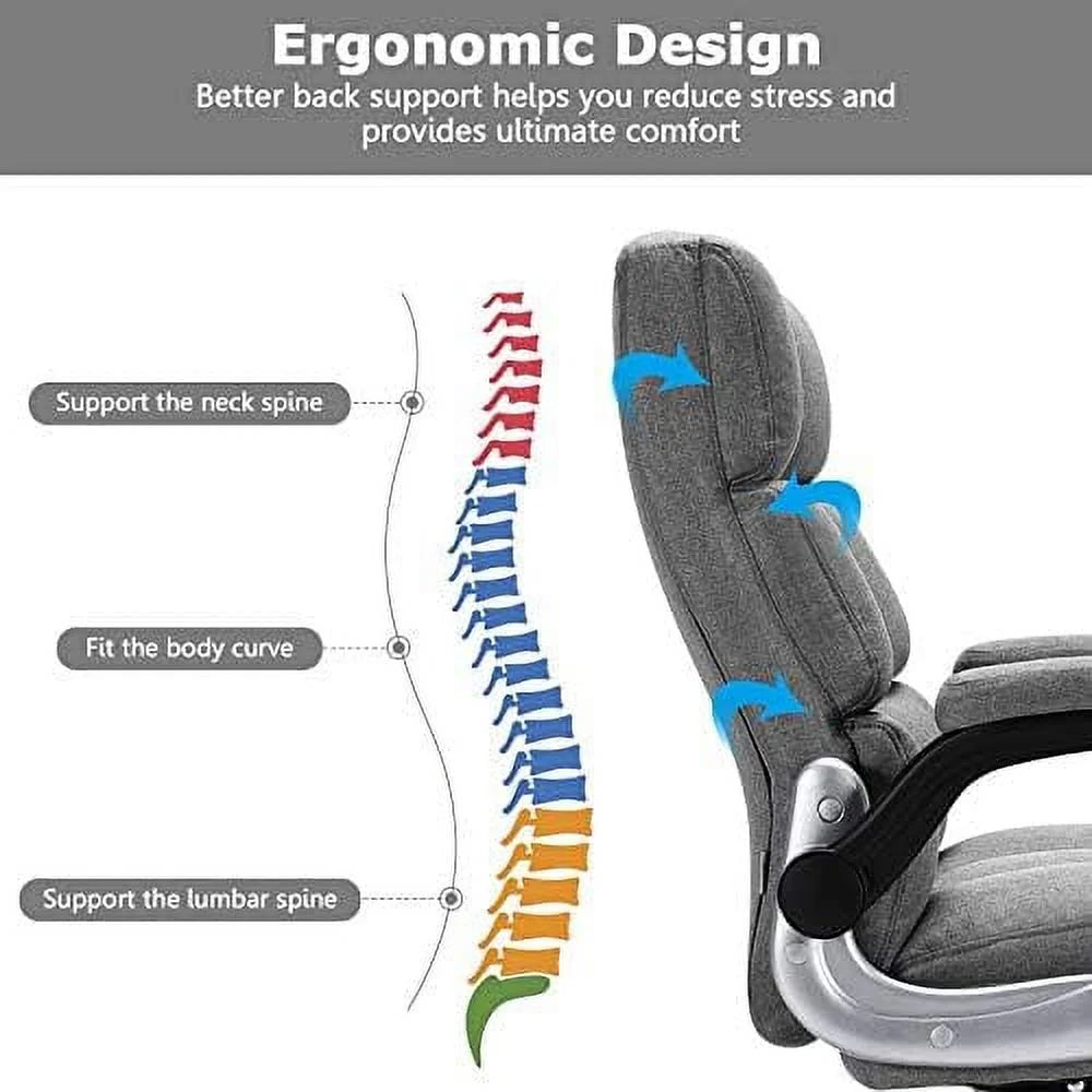 Beige Big and Tall Ergonomic Office Chair with Flip-up Arms 400 LBS Y849