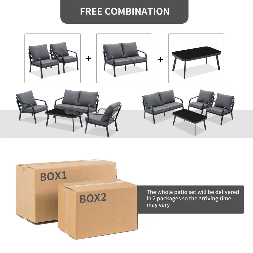 Grey Aluminum Outdoor Sectional Sofa Set A6115