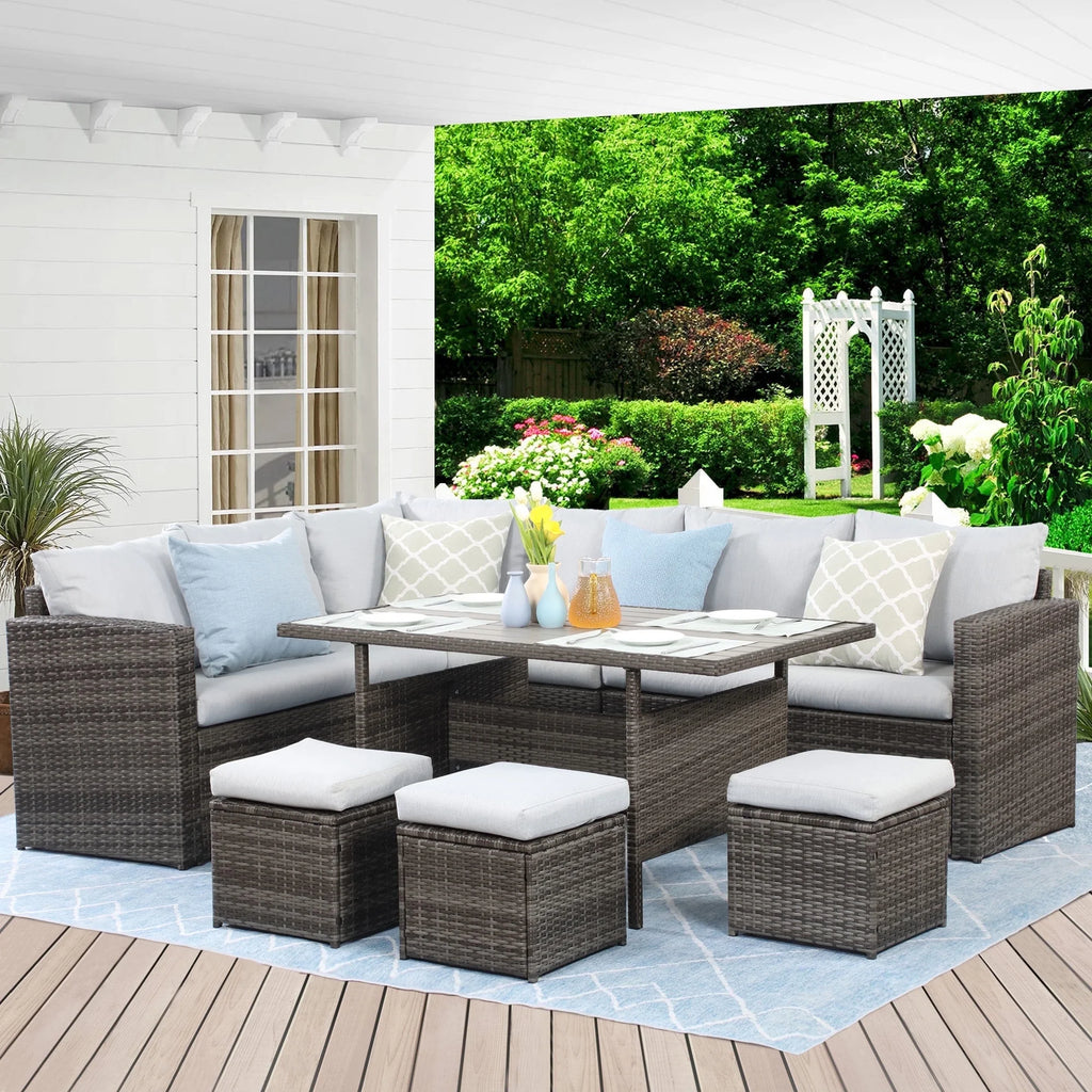 7 Pcs Outdoor Patio Furniture Set with Table and Chair Q167
