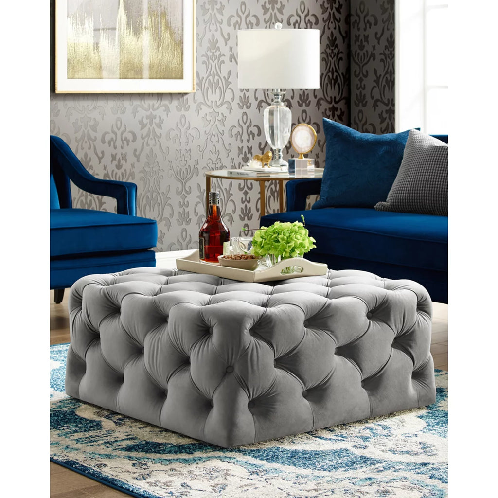 Velvet or Linen Tufted Square Cocktail Ottoman P5007