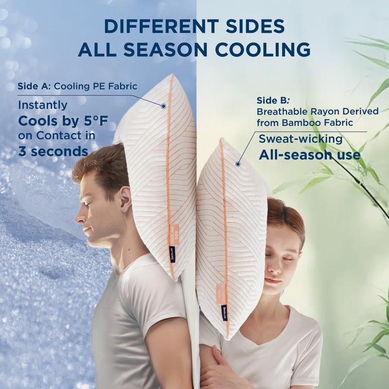 Memory Foam King Size Set of 2 Adjustable Cooling Pillows N807030