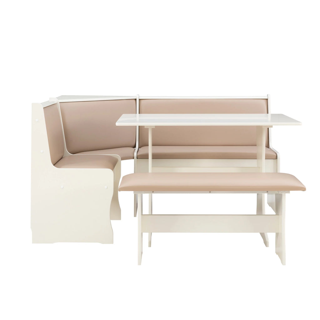 Tan Dining Table and Bench Set with Storage K69973