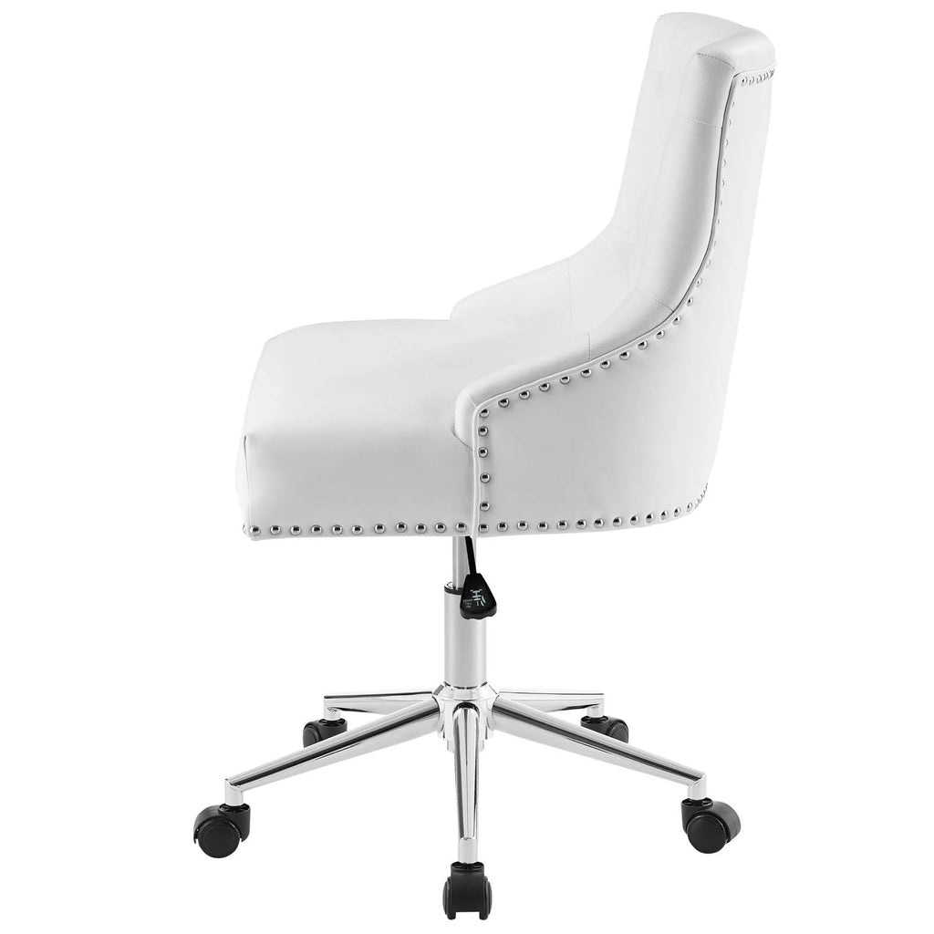 White Faux Vinyl Leather Aluminum Office Chair W7326