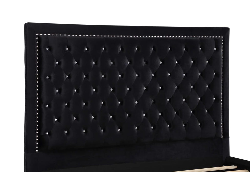 Black Upholstered Tufted Platform Eastern King Bed N451