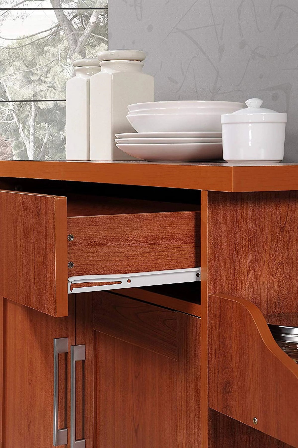 Kitchen Island with Spice Rack and Towel Holder H8132