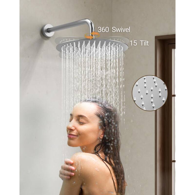 10 in. 3-Spray Wall Mount Shower Head and Tub Faucet 2.5 GPM Brushed Nickel P10610