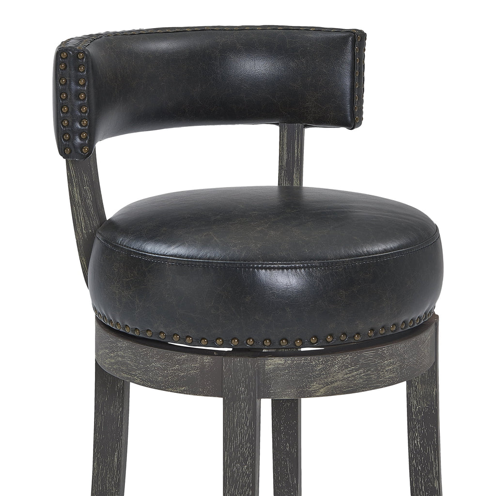 26" Wood Leather Swivel Counter Stool M446