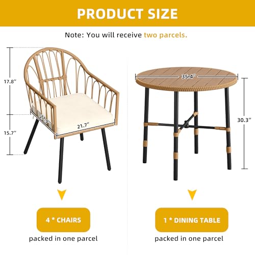4 Pieces Grey Wicker Patio Furniture Set with Cushions A29926