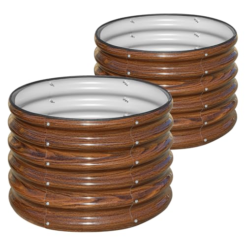 2 PCS Round Galvanized Raised Garden Bed O373168