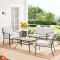 Red 4-Piece Steel Outdoor Patio Conversation Set U512