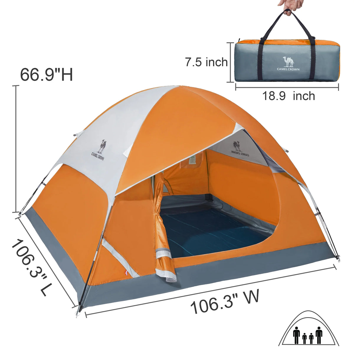 Waterproof 5-6 Person Lightweight Dome Camping Tent with Carry Bag J709696