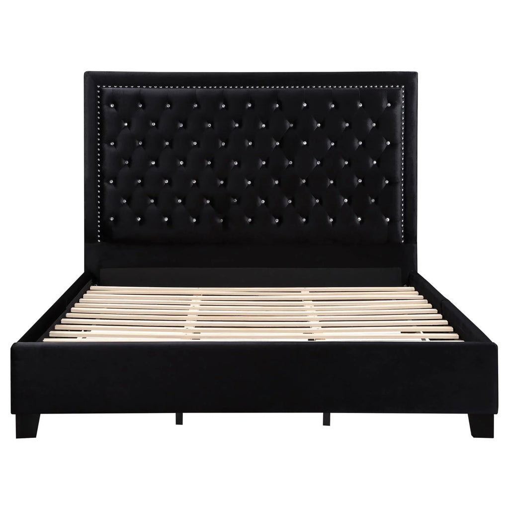 Black Upholstered Tufted Platform Eastern King Bed N451